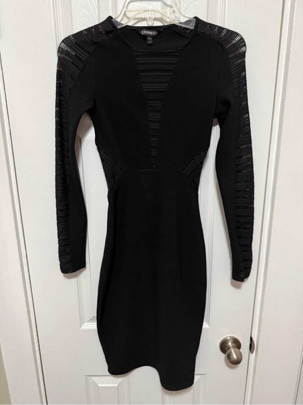 Size 0 Express Black Mesh Long Sleeve Bodycon Dress